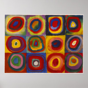 Color Study Squares With Concentric Circles Poster