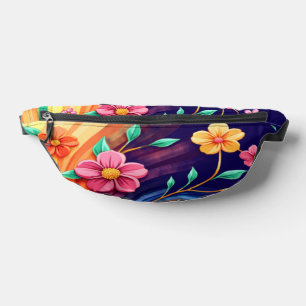 Color Swirl Bloom - Vibrant Floral Vortex Fanny Pack