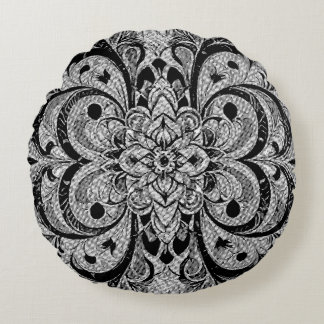 Color Symphony Mandala – Bold Psychedelic Floral Round Pillow