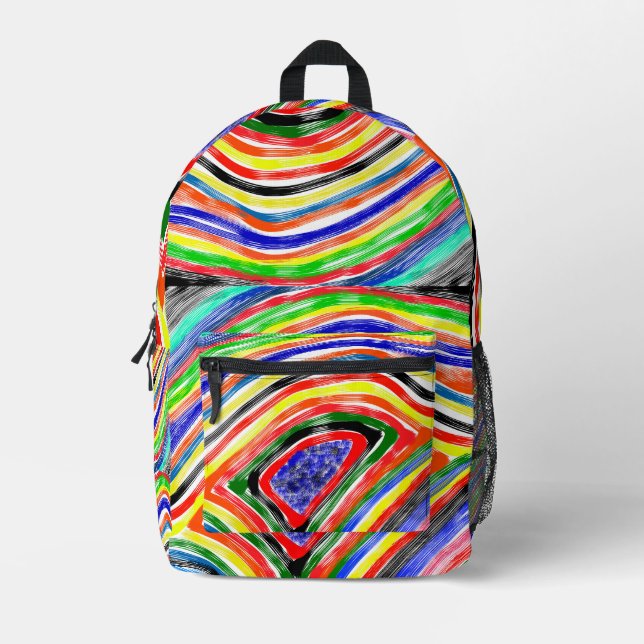"Color Vortex" – Abstract Art Backpack (Front)