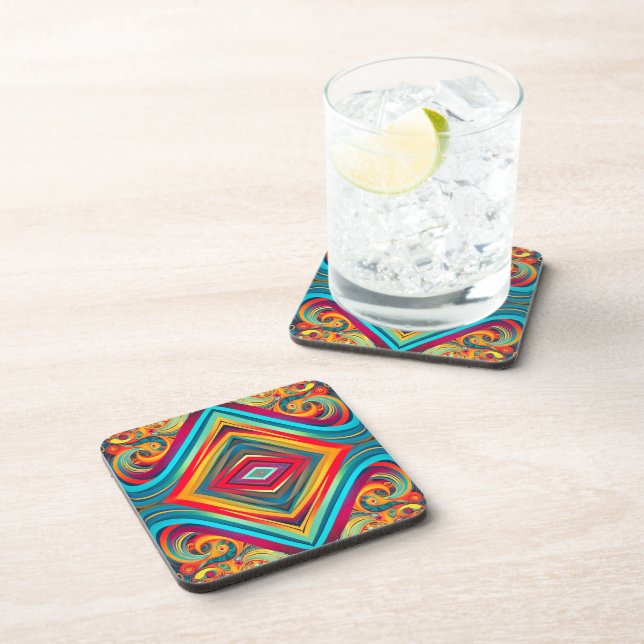 Color Wave Fusion – Modern Abstract Swirl Art Coaster (Right Side)