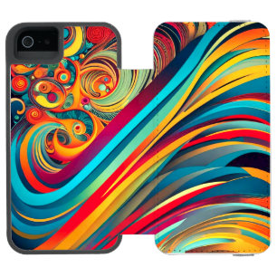 Color Wave Fusion – Modern Abstract Swirl Art Incipio Watson™ iPhone 5 Wallet Case