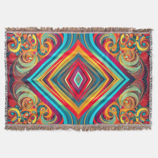 Color Wave Fusion – Modern Abstract Swirl Art Throw Blanket (Front)