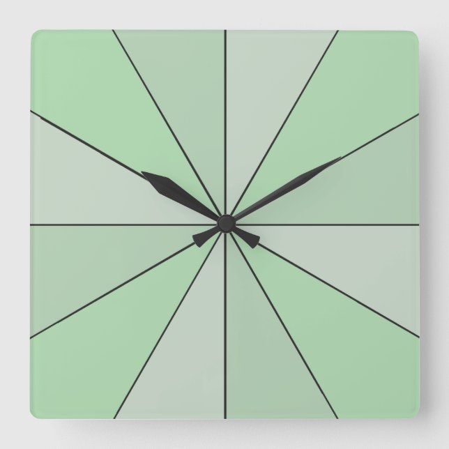 Color Wheel Green Square Wall Clock (Front)