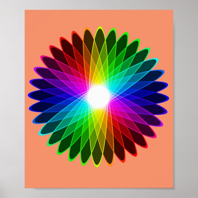 Color Wheel Round Out Rainbow Hypnotic Halo Poster (Front)