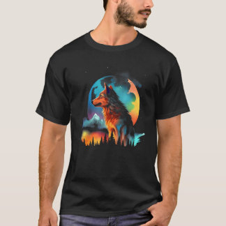 Color Wolf Mountains  Graphics T-Shirt