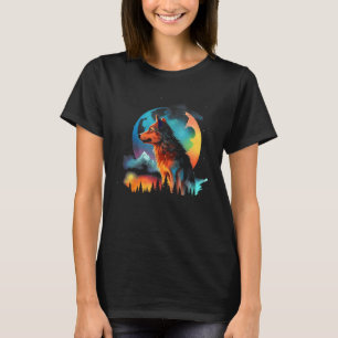 Color Wolf Mountains  Graphics T-Shirt