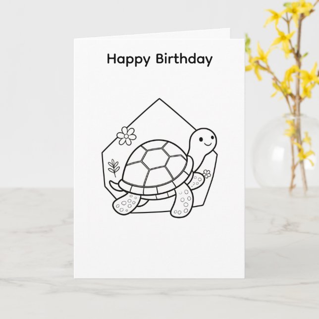 Color your own card turtle design (Yellow Flower)