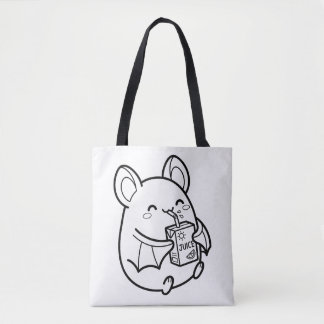 Color Your Own Kawaii Bat Juice Box Summer Tote Bag