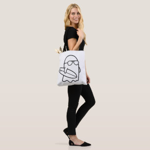 Color Your Own Kawaii Ghost Surfer Summerween Tote Bag