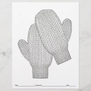COLOR YOUR OWN Knitted Mittens Colouring Page