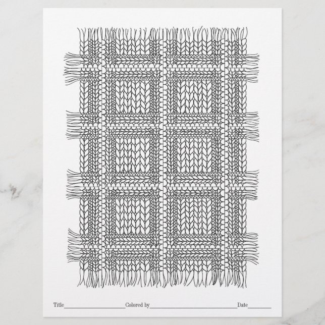COLOR YOUR OWN Knitted Plaid Colouring Page (Front)