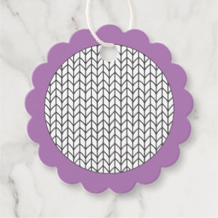COLOR YOUR OWN Purple Knit Scallop Paper Ornament Favour Tags