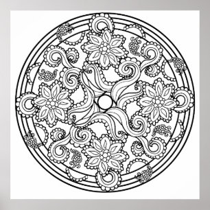 Color Yourself Mandala Poster Paisley Sea Creature