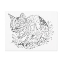 Colorable Cat Abstract Art Drawing for Colouring