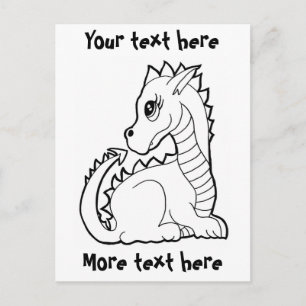Colorable Kawaii Dragon Postcard