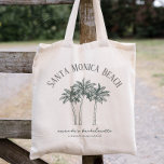 Colorable Palm Tree Destination Wedding Tote Bag<br><div class="desc">Click “Personalize this template” will allow you to customize further. Replace 'Santa Monica Beach' with your own, and then use the 'Curvature' tool in the editing panel to adjust the curvature of your destination name to fit the page. You are free to change the palm tree's colour, font size, font...</div>