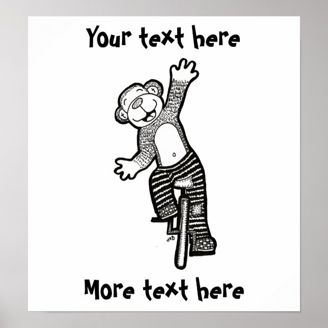 Colorable Unicycle Monkey Poster (Front)