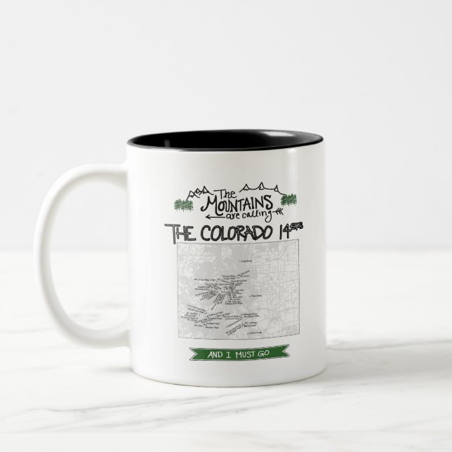 Colorado 14ers Fourteeners Design Two-Tone Coffee Mug (Left)