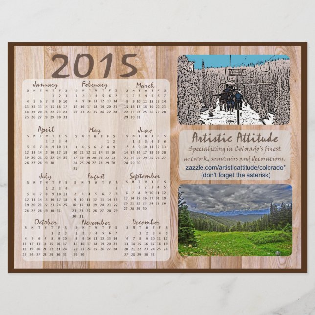 Colorado 2015 yearly zazzle promo calendar (Front)