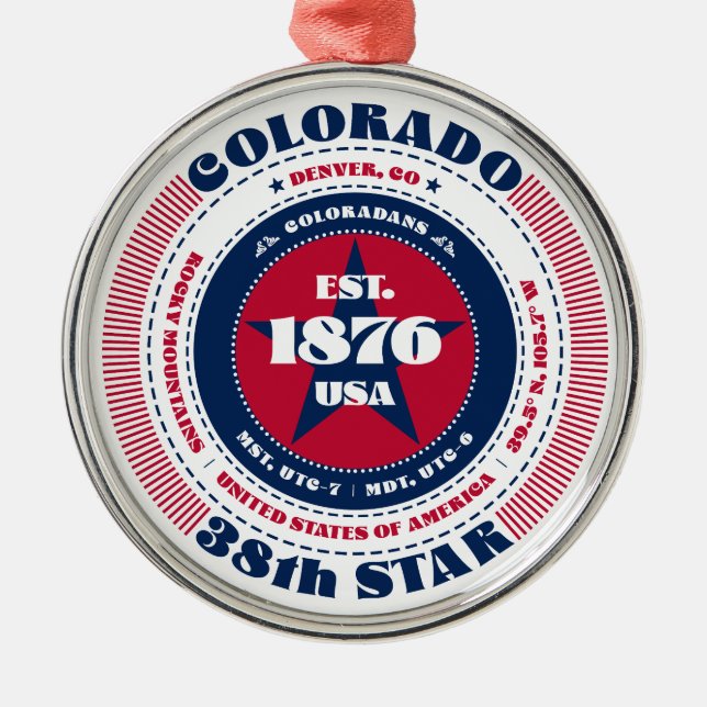 Colorado 38th State Christmas Ornament (Front)