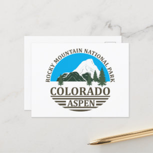 Colorado Aspen ski resort blue sky Holiday Postcard