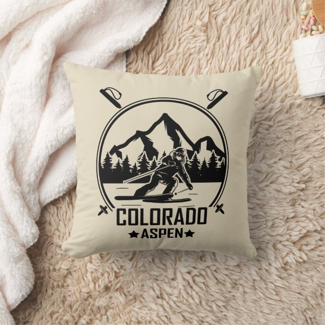 Colorado Aspen Ski Resort Throw Pillow (Blanket)