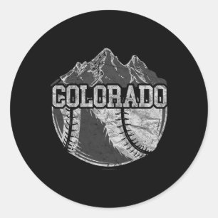 Colorado Baseball Fan Tee Vintage Rocky Mountains Classic Round Sticker