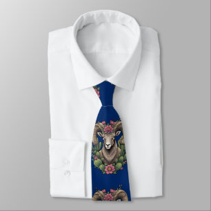 Colorado Bighorn And Claret Cup Cactus Tie