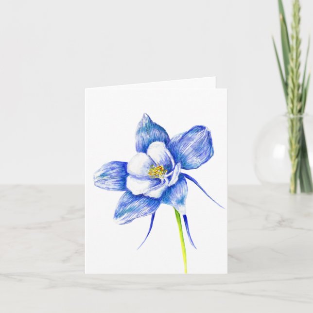 Colorado Blue Columbine Blank Note Card (Front)