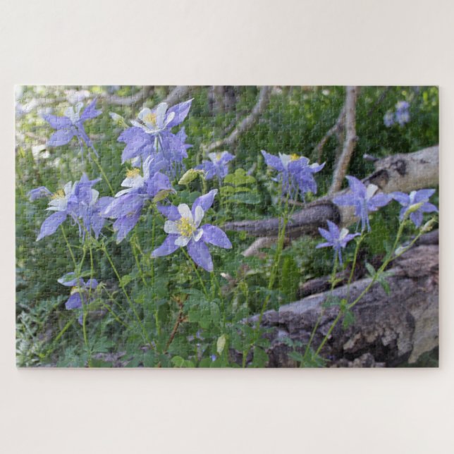 Colorado Blue Columbine Fleurs et Logs Puzzle (Horizontal)