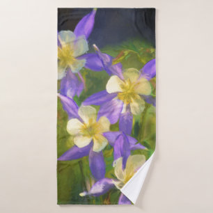 Colorado Blue Columbine Painting - Original Art Bath Towel Set
