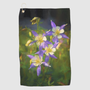 Colorado Blue Columbine Painting - Original Art Golf Towel