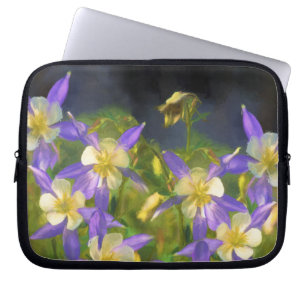 Colorado Blue Columbine Painting - Original Art Laptop Sleeve
