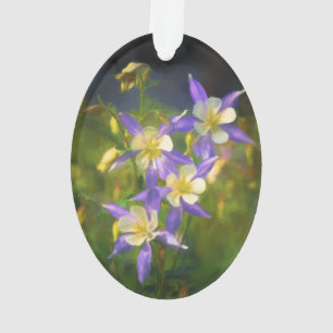 Colorado Blue Columbine Painting - Original Art Ornament