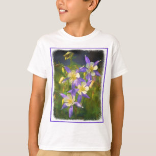 Colorado Blue Columbine Painting - Original Art T-Shirt