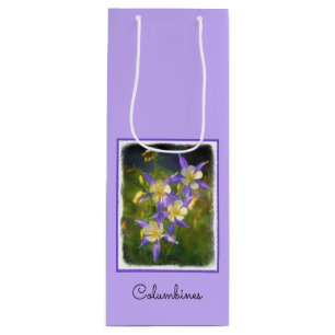 Colorado Blue Columbine Painting - Original Art Wine Gift Bag