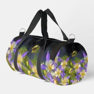 Colorado Blue Columbines Painting  Original Art Duffle Bag