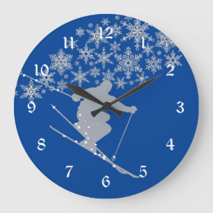 Colorado Blue Snow Ski Large Clock