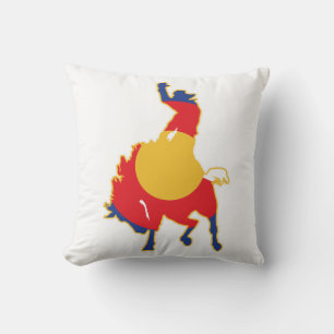 Colorado Bucking Bronco Cowboy Throw Pillow