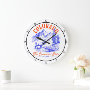 Colorado Centennial State Elk Large Clock