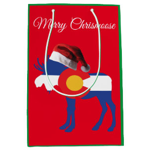 Colorado Christmas Moose Medium Gift Bag