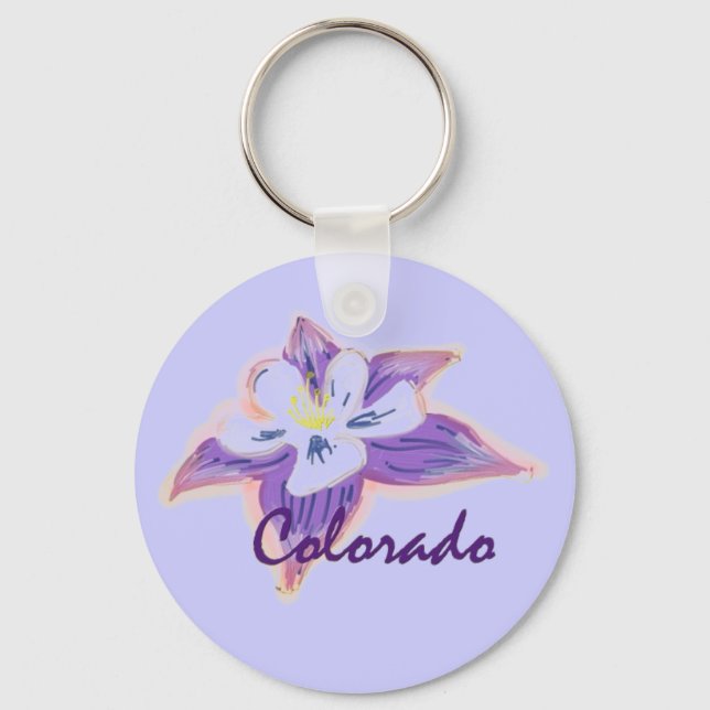 Colorado Columbine flower keychain (Front)