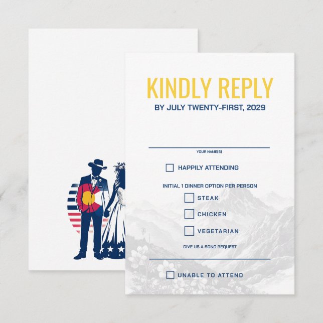Colorado Couple Food Choices RSVP Card (Front/Back)