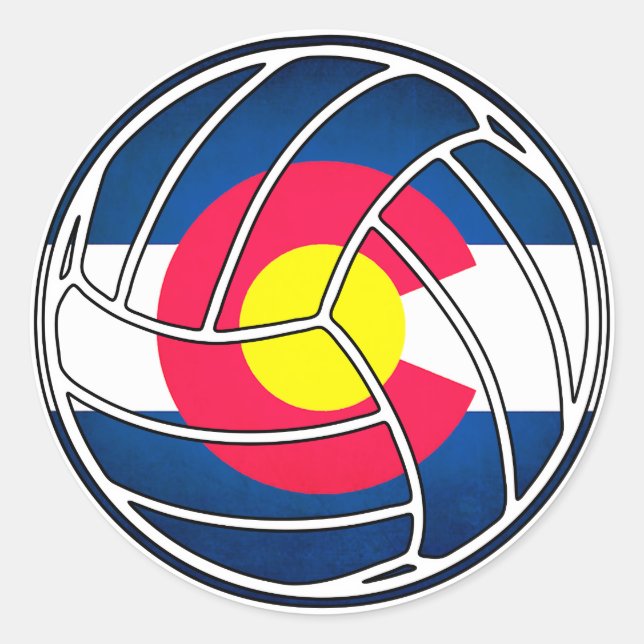 Colorado drapeau de volley-ball rond autocollant é (Devant)