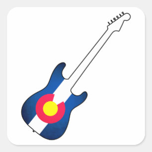 Colorado drapeau guitare carré autocollant étiquet