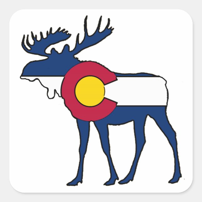 Colorado drapeau orignal carré autocollant étiquet (Devant)