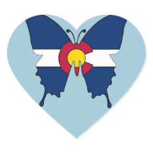 Colorado drapeau papillon autocollants coeur