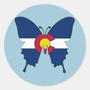 Colorado drapeau papillon autocollants ronds