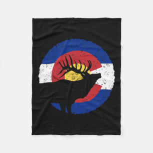 Colorado Elk Hunting T Shirt Co State Flag Hunter  Fleece Blanket